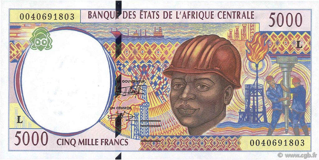 5000 Francs STATI DI L  AFRICA CENTRALE  2000 P.404Lf q.FDC