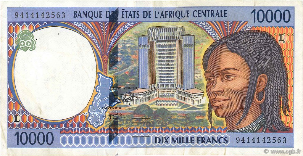 10000 Francs CENTRAL AFRICAN STATES  1994 P.405La VF