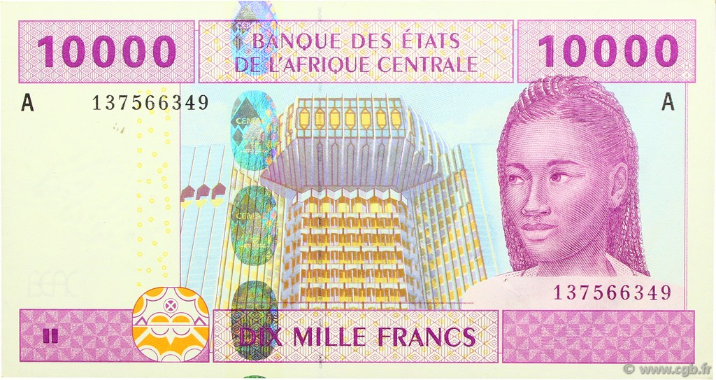 10000 Francs ZENTRALAFRIKANISCHE LÄNDER  2002 P.410A VZ