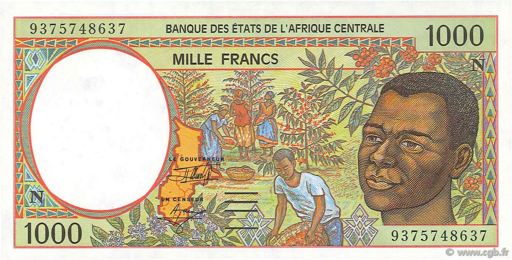 1000 Francs STATI DI L  AFRICA CENTRALE  1993 P.502Na FDC