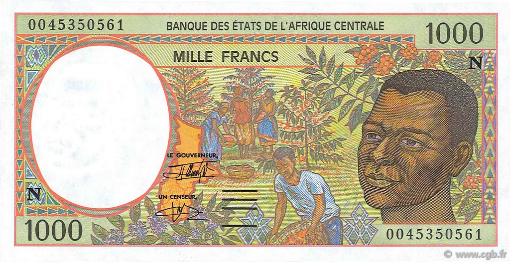 1000 Francs STATI DI L  AFRICA CENTRALE  2000 P.502Ng FDC
