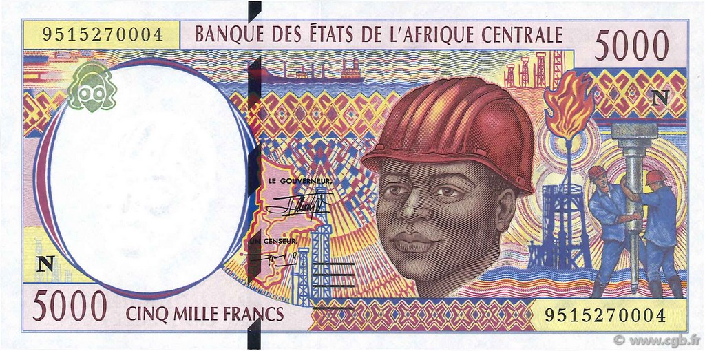 5000 Francs ZENTRALAFRIKANISCHE LÄNDER  1995 P.504Nb ST