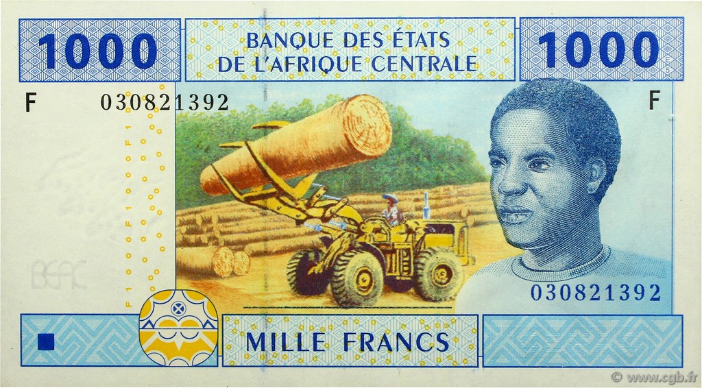 1000 Francs STATI DI L  AFRICA CENTRALE  2002 P.507Fb FDC