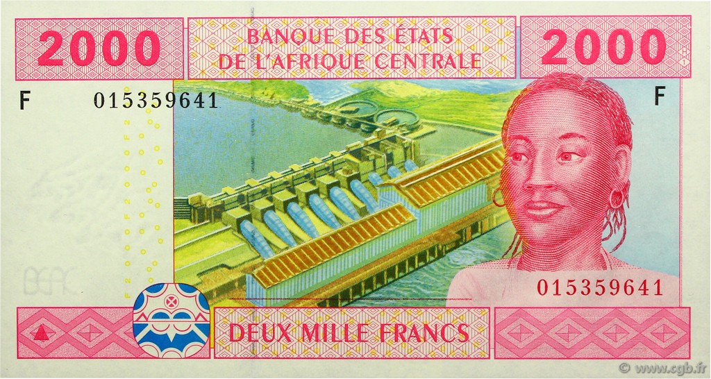 2000 Francs STATI DI L  AFRICA CENTRALE  2002 P.508Fa FDC