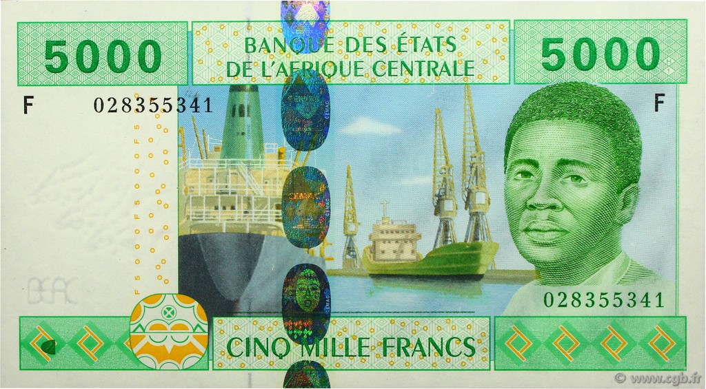 5000 Francs STATI DI L  AFRICA CENTRALE  2002 P.509Fa FDC