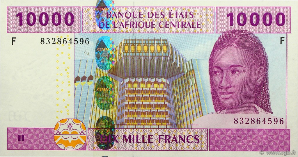 10000 Francs ZENTRALAFRIKANISCHE LÄNDER  2002 P.510Fc ST