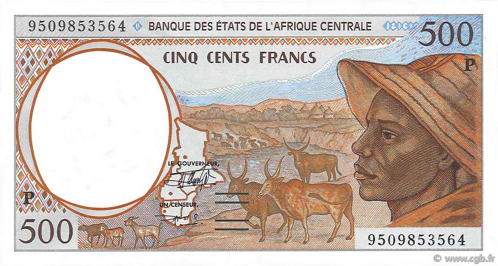 500 Francs STATI DI L  AFRICA CENTRALE  1995 P.601Pc FDC
