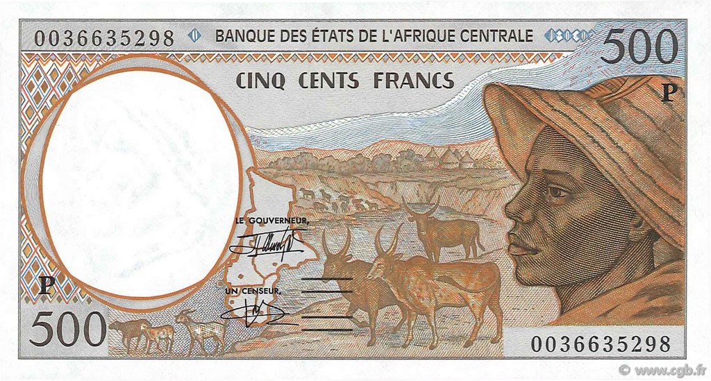 500 Francs ZENTRALAFRIKANISCHE LÄNDER  2000 P.601Pg ST