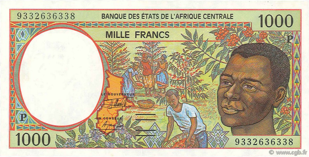 1000 Francs STATI DI L  AFRICA CENTRALE  1993 P.602Pa FDC