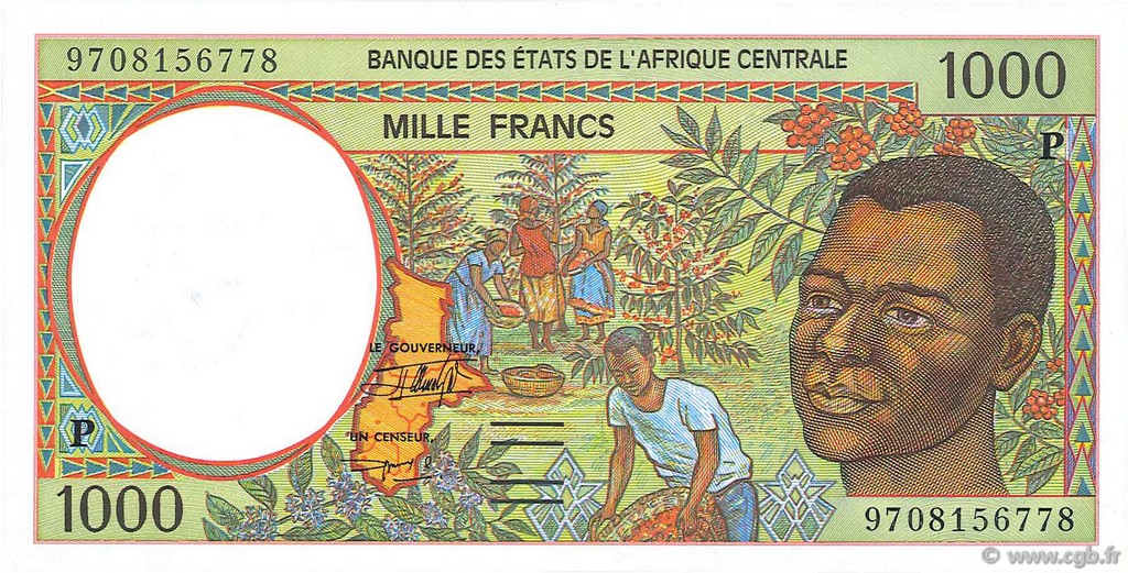 1000 Francs STATI DI L  AFRICA CENTRALE  1997 P.602Pd FDC