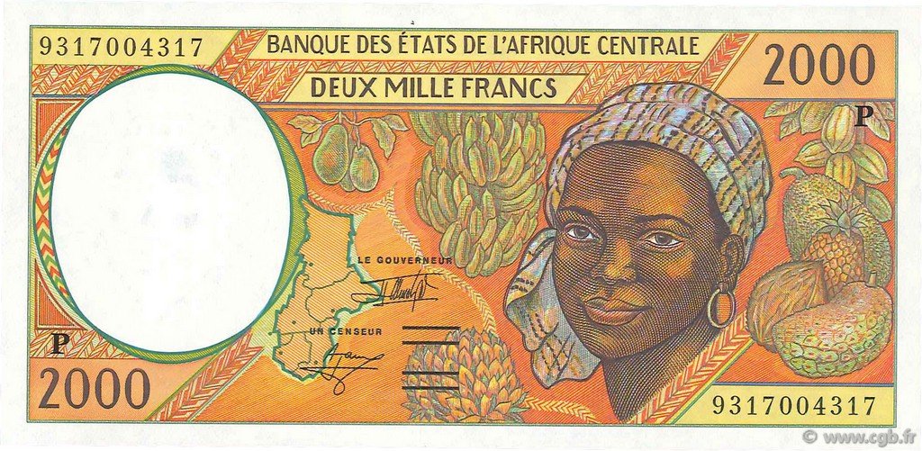 2000 Francs STATI DI L  AFRICA CENTRALE  1993 P.603Pa FDC