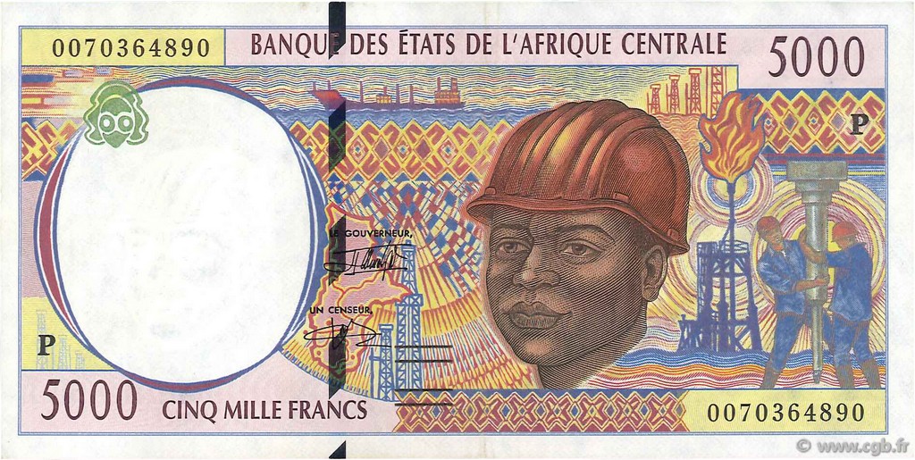 5000 Francs CENTRAL AFRICAN STATES  2000 P.604Pf VF+