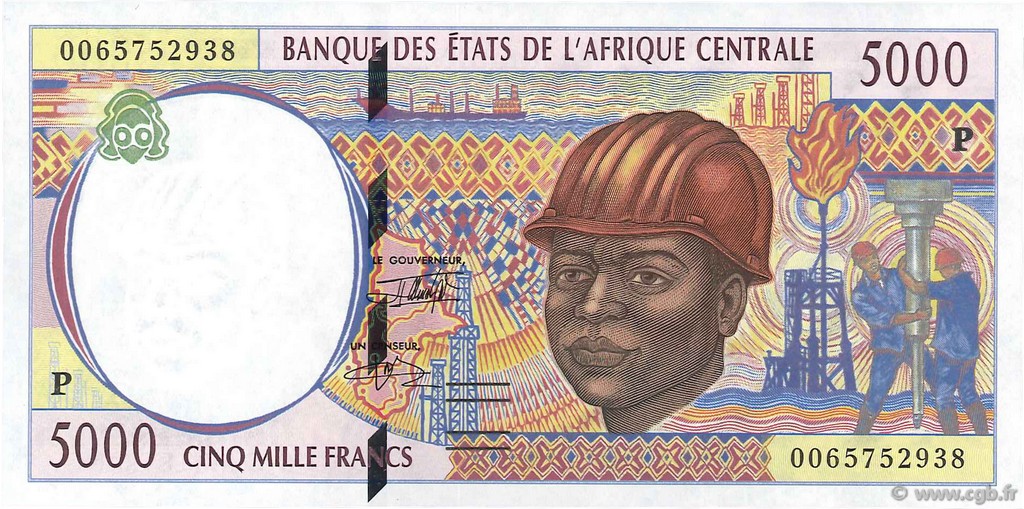 5000 Francs CENTRAL AFRICAN STATES  2000 P.604Pf UNC-