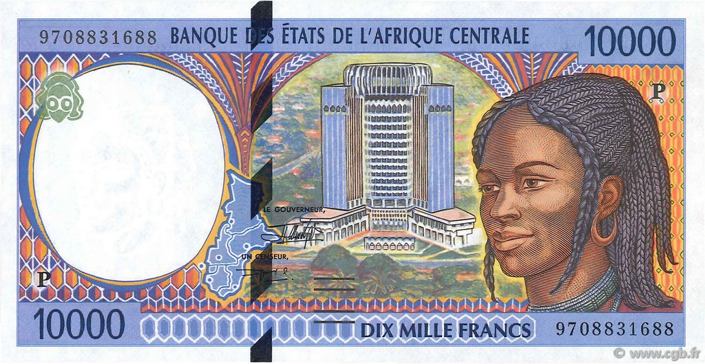 10000 Francs STATI DI L  AFRICA CENTRALE  1997 P.605Pc FDC
