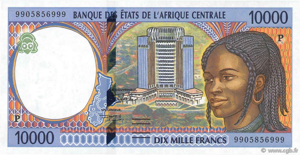 10000 Francs STATI DI L  AFRICA CENTRALE  1999 P.605Pe AU
