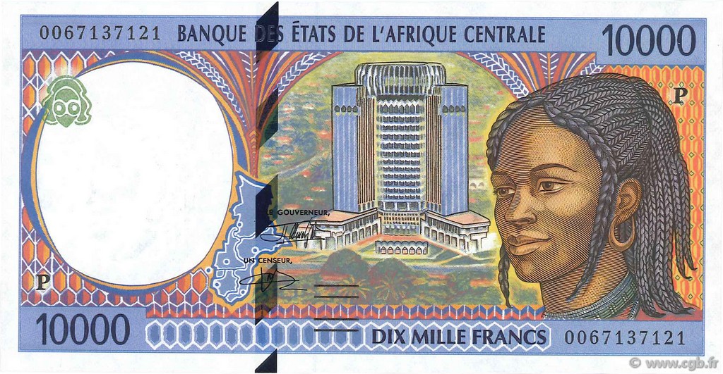 10000 Francs STATI DI L  AFRICA CENTRALE  2000 P.605Pf FDC