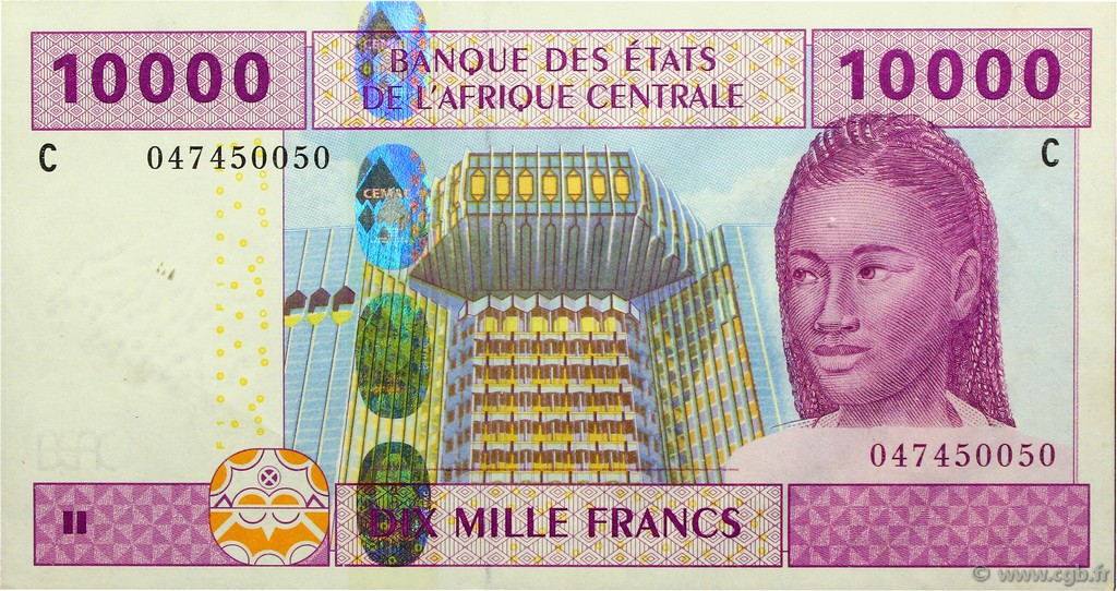 10000 Francs CENTRAL AFRICAN STATES  2002 P.610C XF+