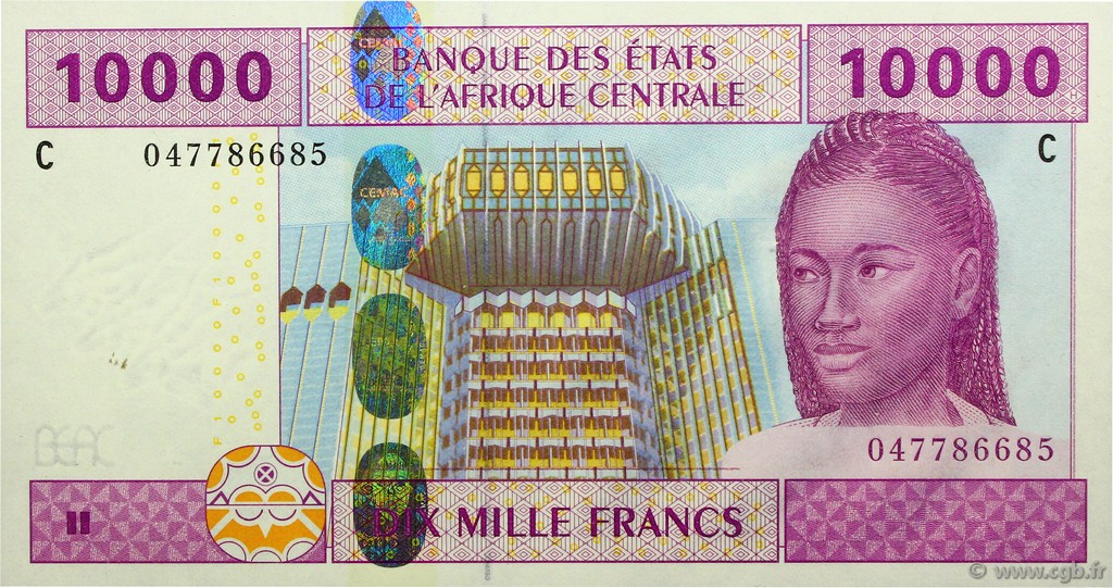 10000 Francs ZENTRALAFRIKANISCHE LÄNDER  2002 P.610C ST