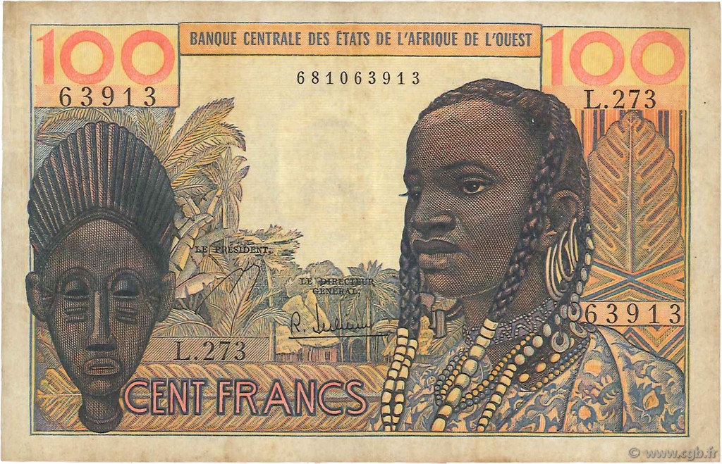100 Francs ÉTATS DE L AFRIQUE DE L OUEST  1965 P.002b TTB