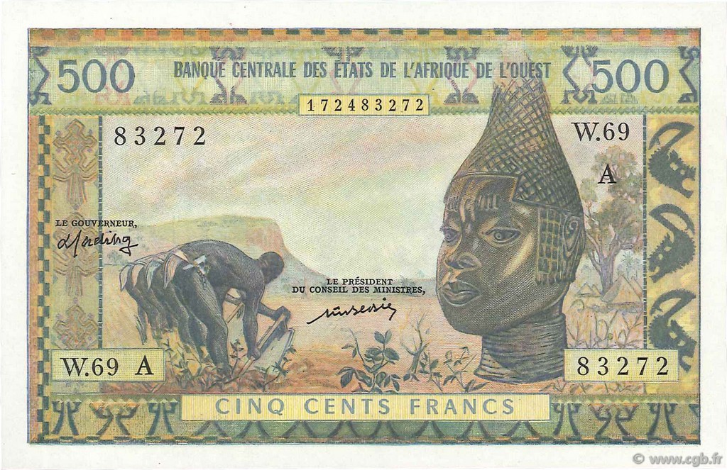 500 Francs WEST AFRICAN STATES  1970 P.102Al UNC