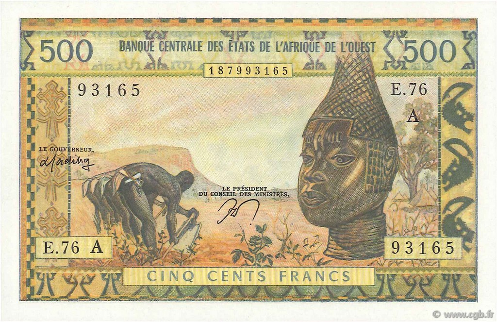 500 Francs WEST AFRICAN STATES  1970 P.102Am UNC