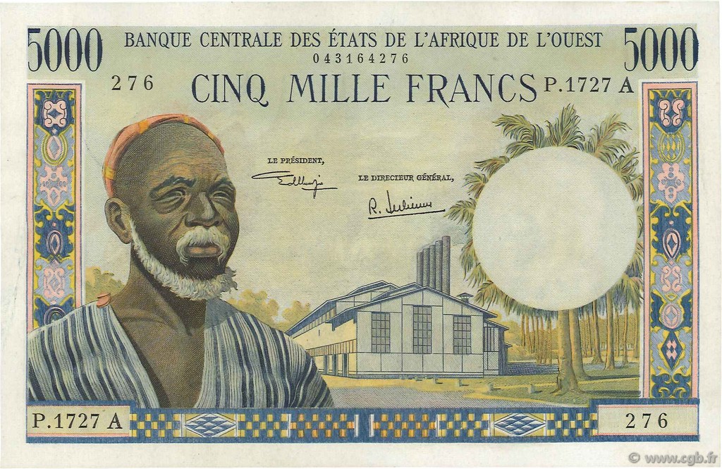 5000 Francs STATI AMERICANI AFRICANI  1968 P.104Ah AU