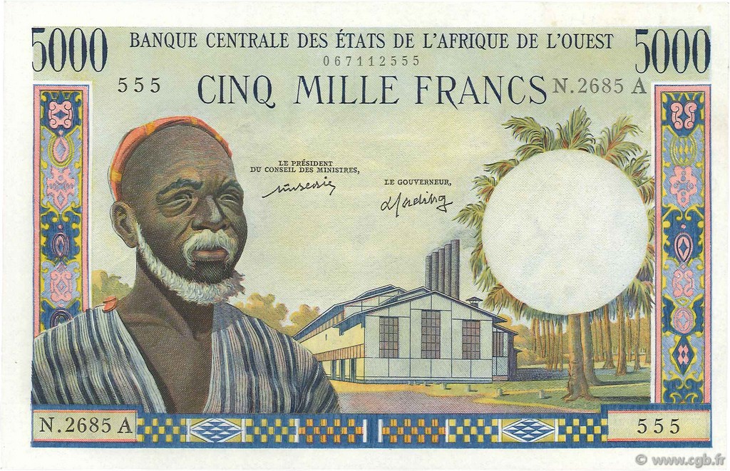 5000 Francs WEST AFRIKANISCHE STAATEN  1970 P.104Aj fST