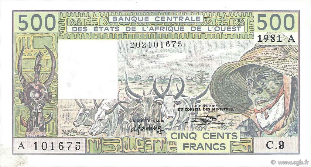 500 Francs WEST AFRIKANISCHE STAATEN  1981 P.106Ac VZ