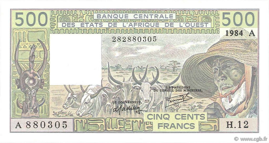 500 Francs ESTADOS DEL OESTE AFRICANO  1984 P.106Ah FDC