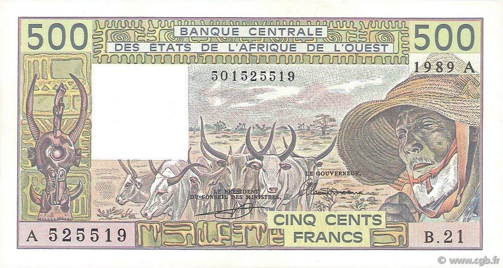 500 Francs ÉTATS DE L AFRIQUE DE L OUEST  1989 P.106Al SUP+