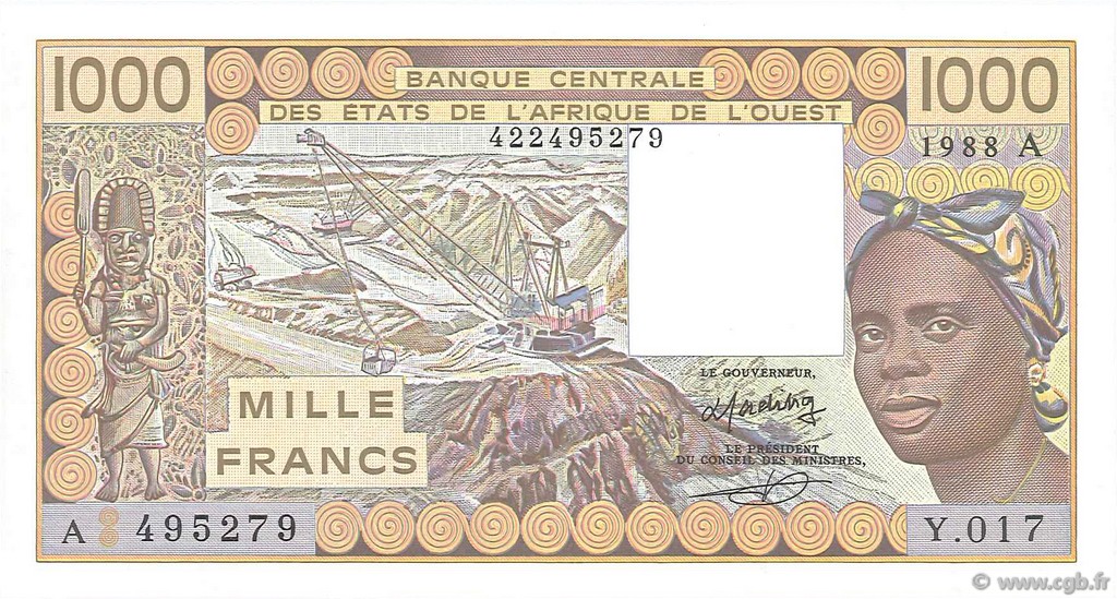 1000 Francs ÉTATS DE L AFRIQUE DE L OUEST  1988 P.107Aa NEUF
