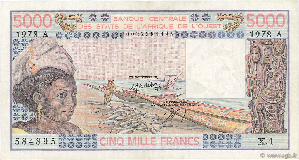 5000 Francs ÉTATS DE L AFRIQUE DE L OUEST  1978 P.108Ab pr.SUP