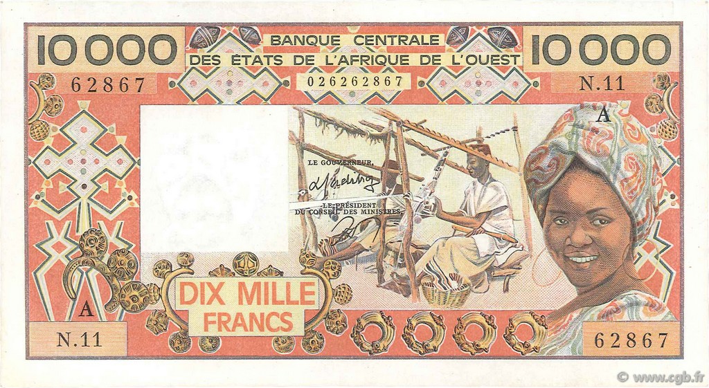 10000 Francs ÉTATS DE L AFRIQUE DE L OUEST  1978 P.109Ab pr.NEUF