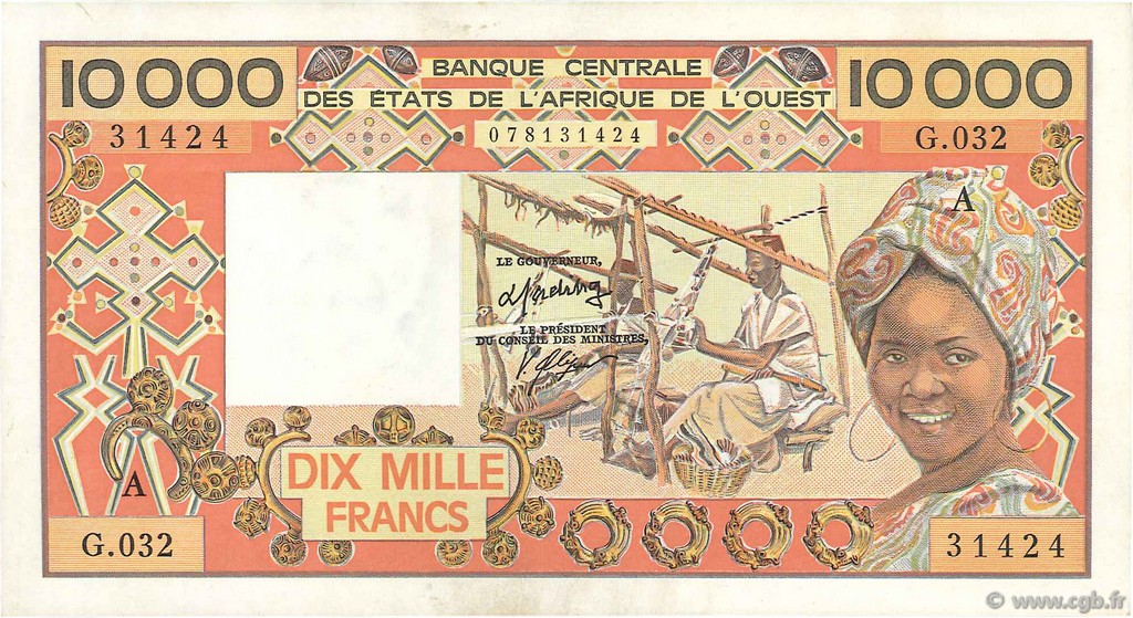 10000 Francs STATI AMERICANI AFRICANI  1986 P.109Ah SPL+