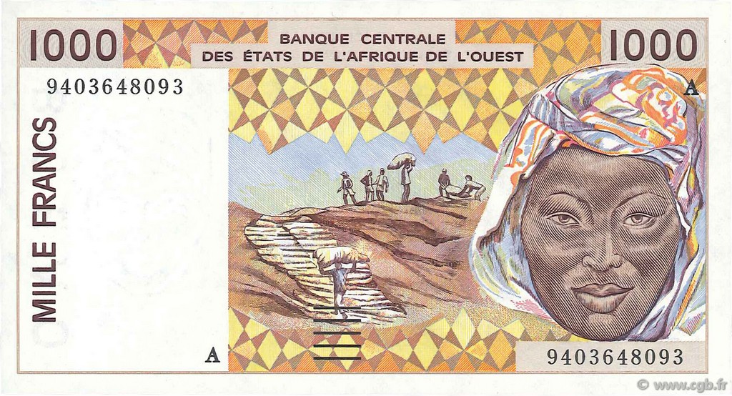 1000 Francs WEST AFRICAN STATES  1994 P.111Ad UNC
