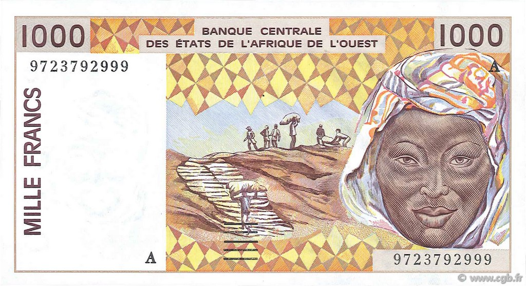 1000 Francs ESTADOS DEL OESTE AFRICANO  1997 P.111Ag FDC