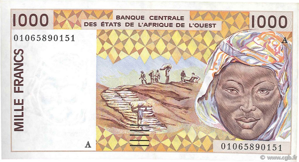 1000 Francs WEST AFRIKANISCHE STAATEN  2001 P.111Aj fST