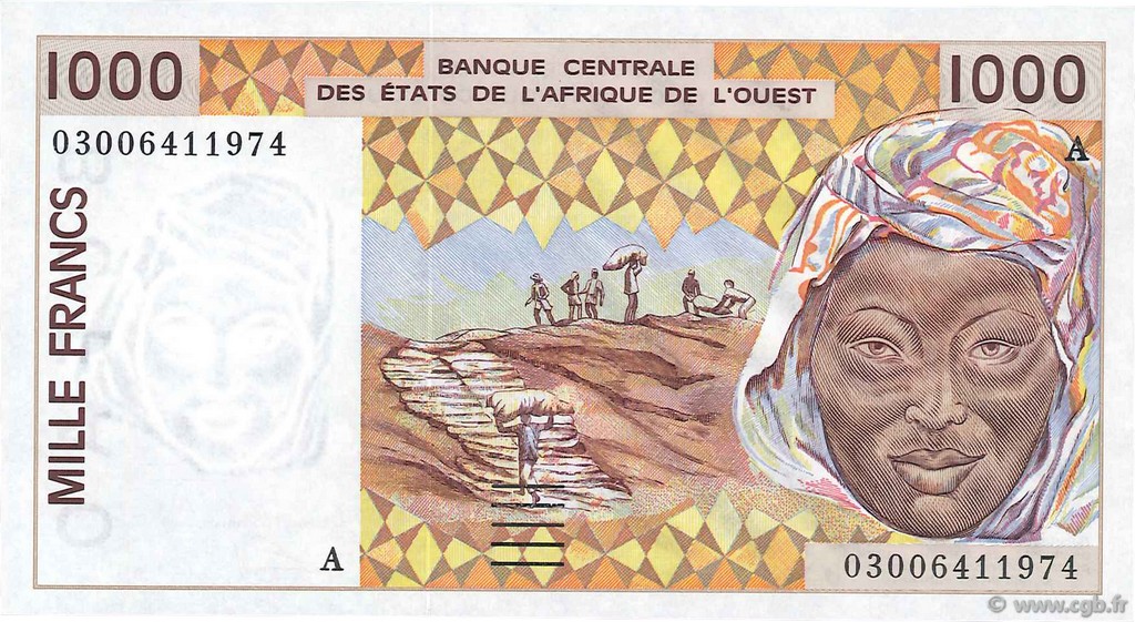 1000 Francs WEST AFRIKANISCHE STAATEN  2003 P.111Al ST