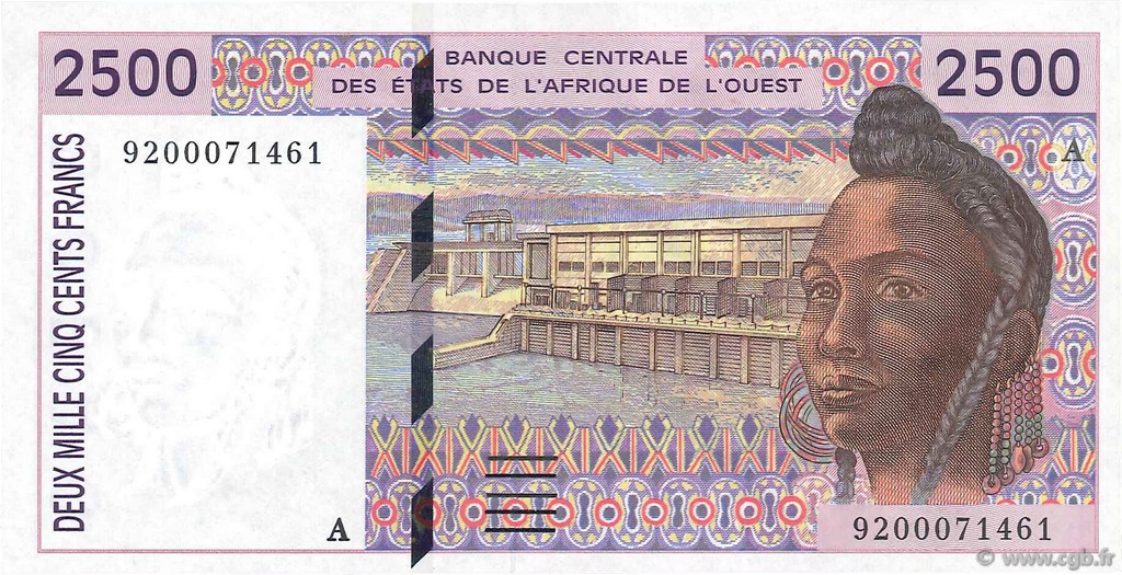 2500 Francs ESTADOS DEL OESTE AFRICANO  1992 P.112Aa FDC