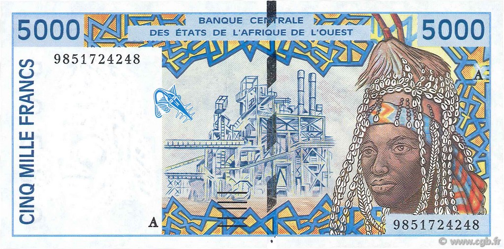 5000 Francs WEST AFRICAN STATES  1998 P.113Ah UNC-