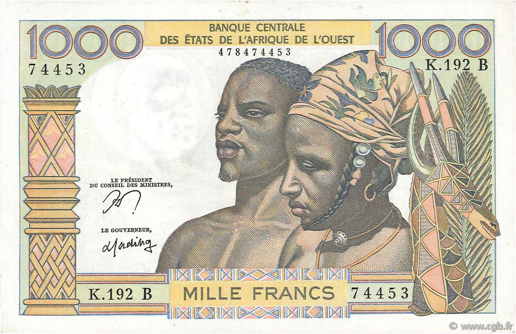 1000 Francs ÉTATS DE L AFRIQUE DE L OUEST  1978 P.203Bn SUP