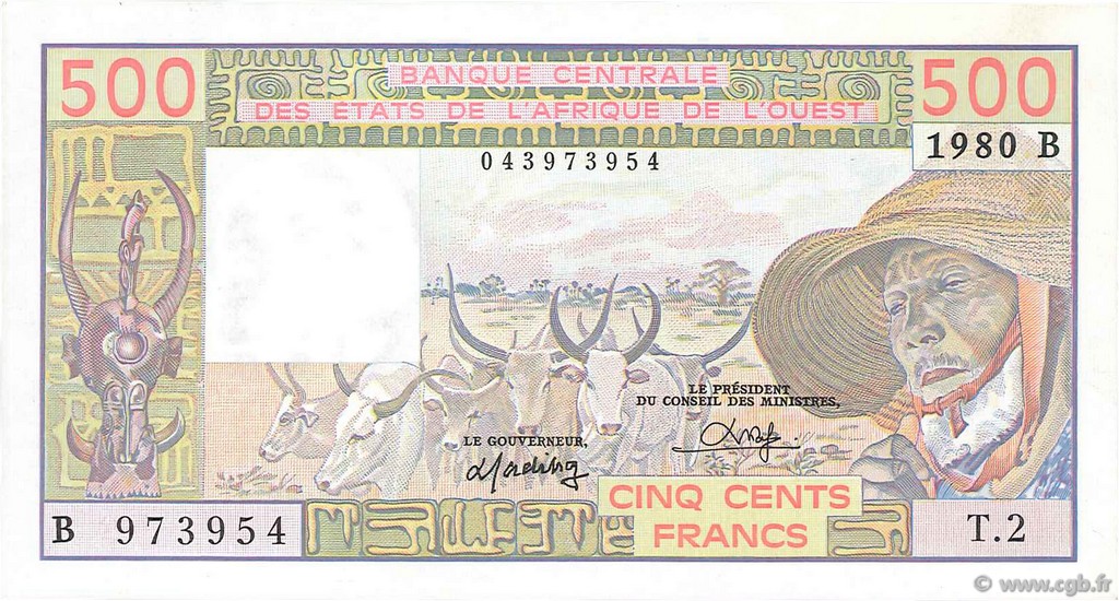500 Francs ÉTATS DE L AFRIQUE DE L OUEST  1980 P.205Bb SPL+