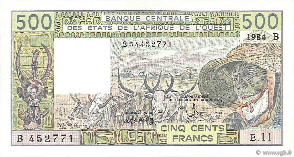 500 Francs WEST AFRIKANISCHE STAATEN  1984 P.206Bg VZ+