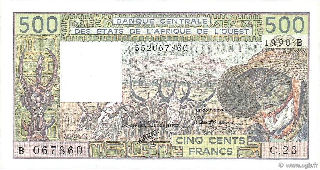 500 Francs ESTADOS DEL OESTE AFRICANO  1990 P.206Bm SC