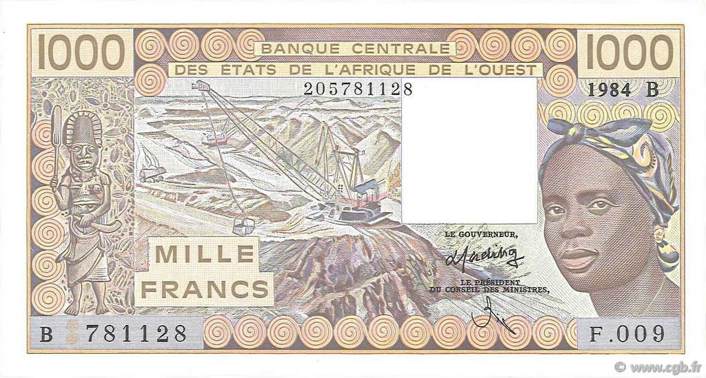 1000 Francs WEST AFRICAN STATES  1984 P.207Bc UNC