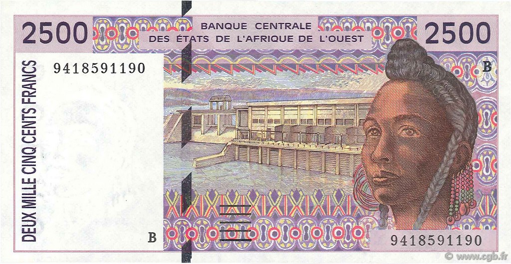 2500 Francs STATI AMERICANI AFRICANI  1994 P.212Bc FDC