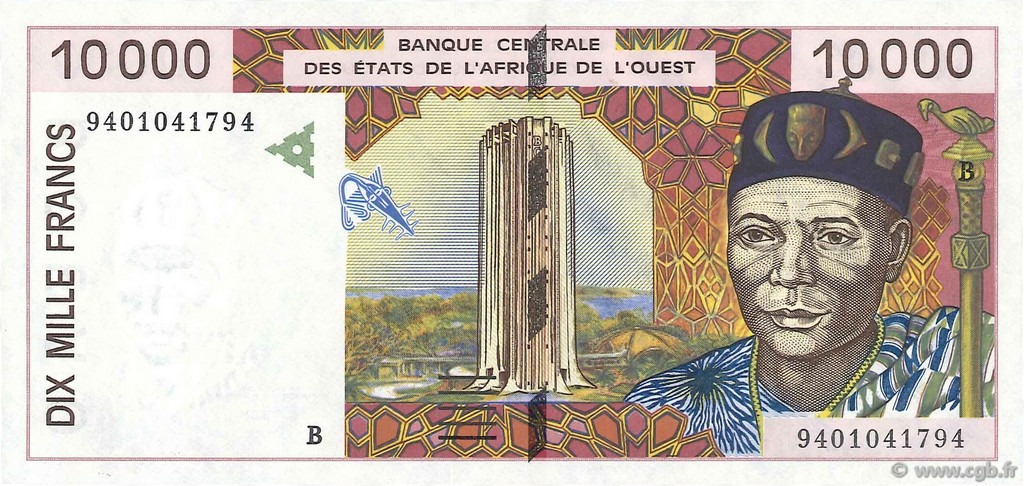 10000 Francs ÉTATS DE L AFRIQUE DE L OUEST  1994 P.214Bb NEUF