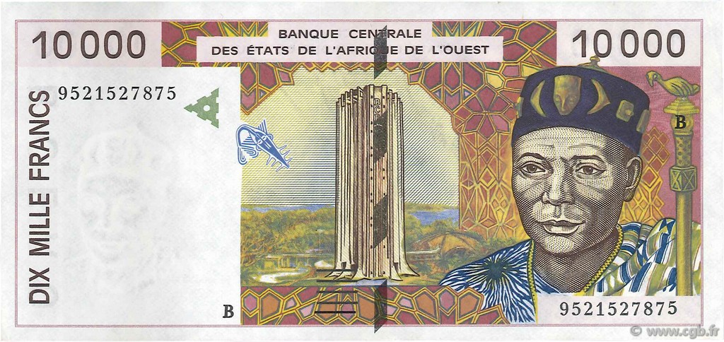 10000 Francs ÉTATS DE L AFRIQUE DE L OUEST  1995 P.214Bc pr.SUP