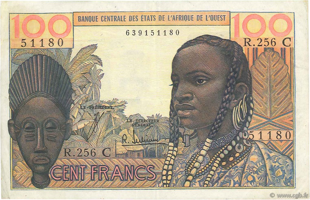 100 Francs WEST AFRICAN STATES  1965 P.301Cf VF+