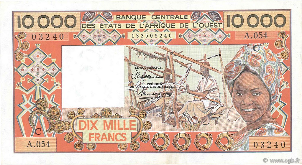10000 Francs ÉTATS DE L AFRIQUE DE L OUEST  1992 P.309Ci SUP